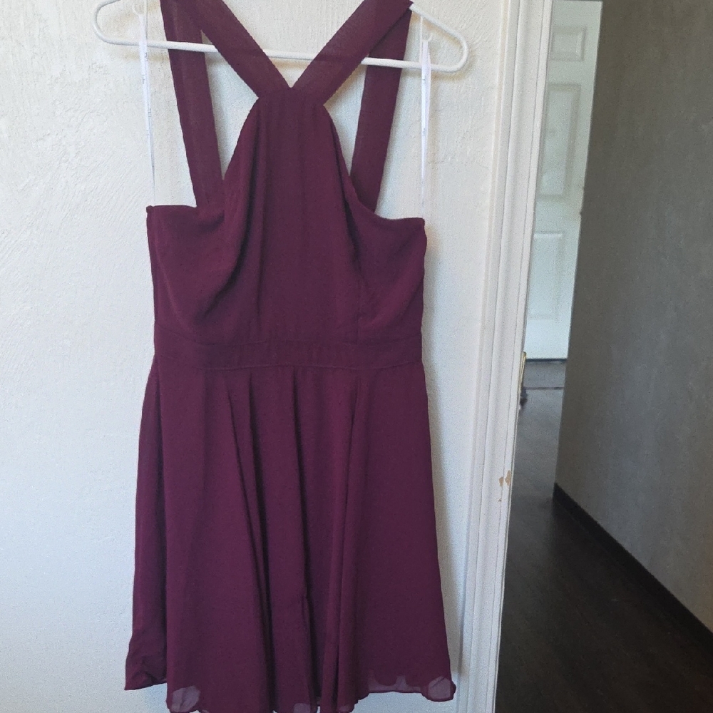 Lulu's Burgundy Cross-Back Mini Dress